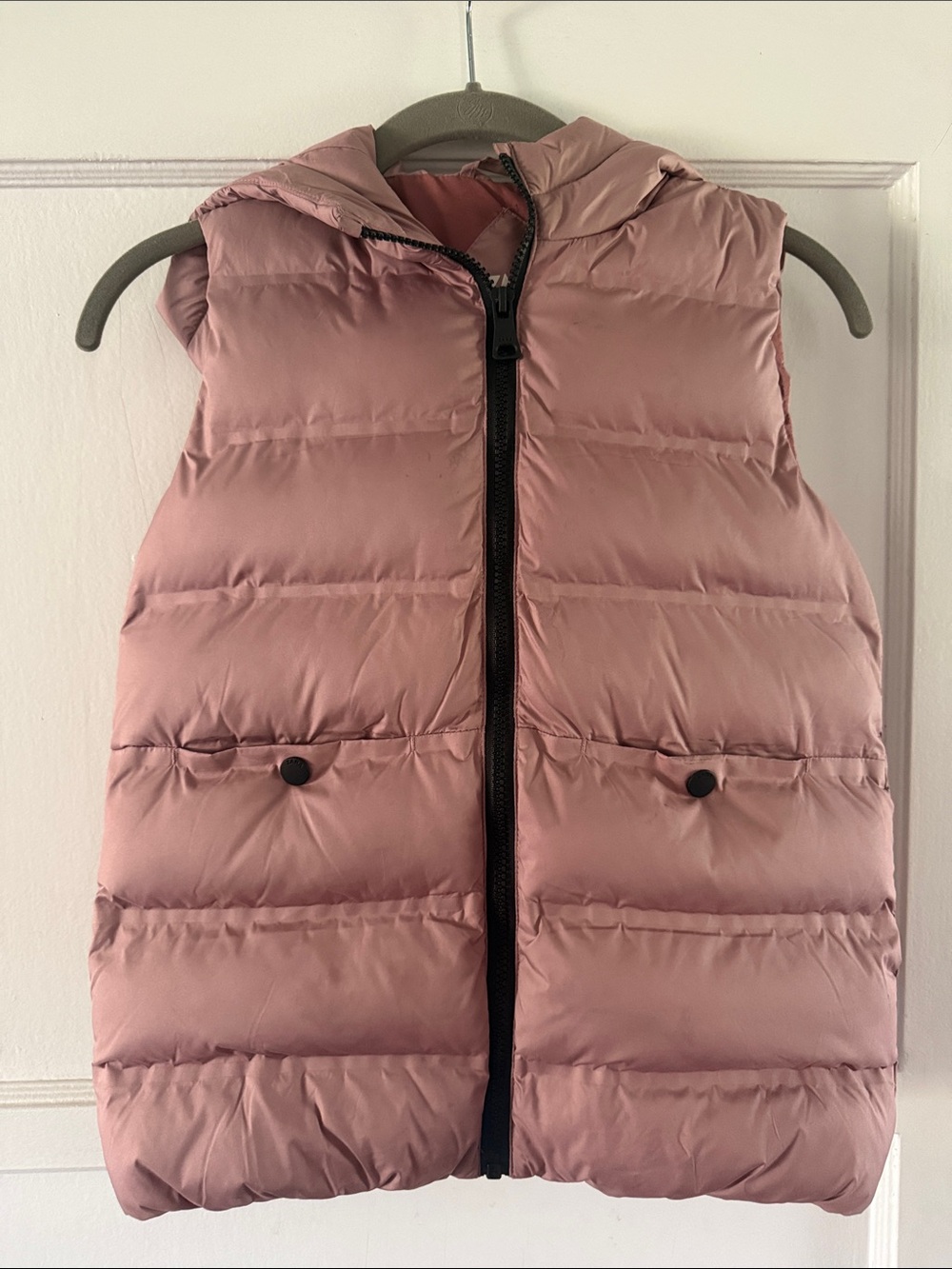Zara Girls Hooded Puffer Vest - Dusty Rose